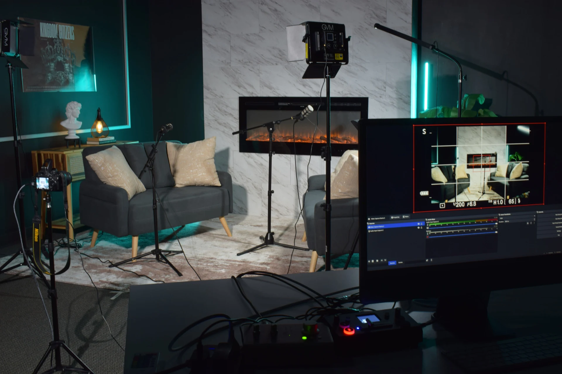Live camera feed on the control monitor